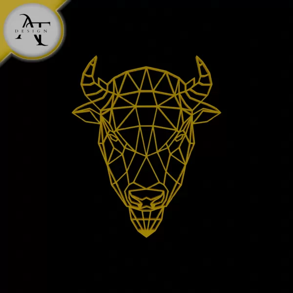 Bison Head - Geometric - 2D Wall Art Decor - Model preview 1