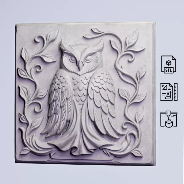 Decorative Owl Panel #RoZ - Model preview 3