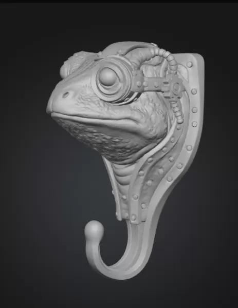 Steampunk Frog Wall Hook – 3D Print Model - Model preview 3