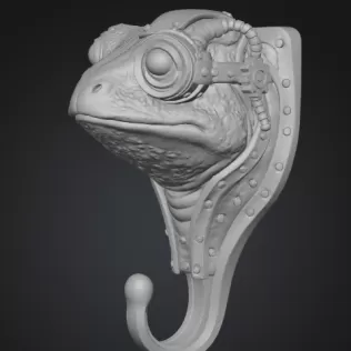 Steampunk Frog Wall Hook – 3D Print Model - Model thumbnail 3