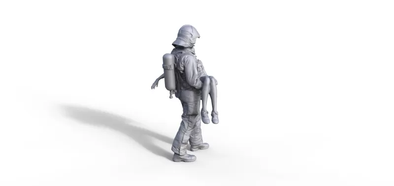 Figure Firefighter with Child - Model preview 1