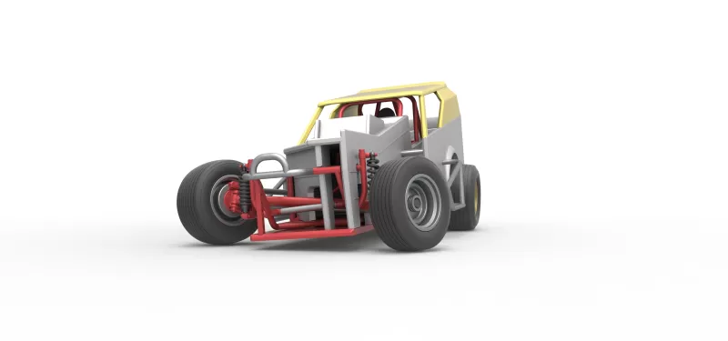 Vintage Dirt Modified stock car V7 while turning Scale 1:25 - Model preview 6