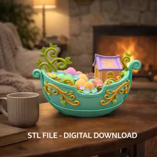 Fantasy Easter Egg Boat STL File– 3D Printable Easter Decoration - Model thumbnail 2