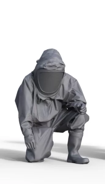 Figure firefighter in protective suit - Model preview 1