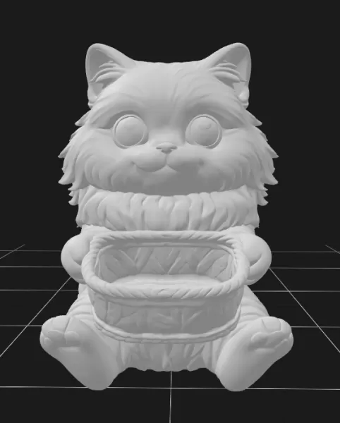 Persian Cat Holding a Gift Basket - Model preview 2