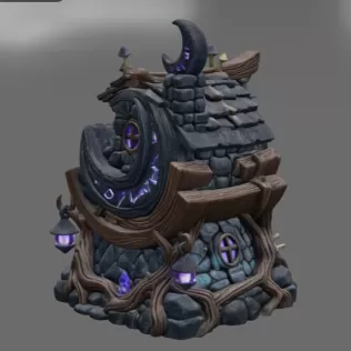 Moonlit Mystic Cottage STL File for 3D Print - Model thumbnail 12