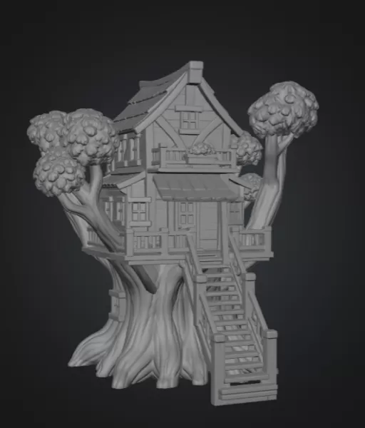 Fantasy Treehouse STL File for 3D Print - Model preview 8