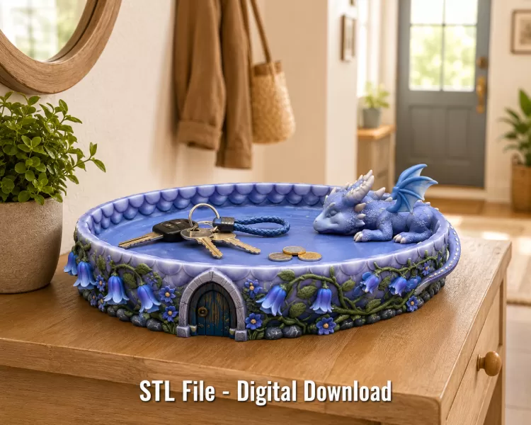 Sleeping Baby Dragon Tray STL File for 3D Print - Model preview 4