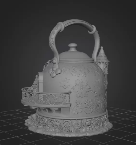 Fantasy Teapot Fairy House – STL File 3D Print - Model preview 10