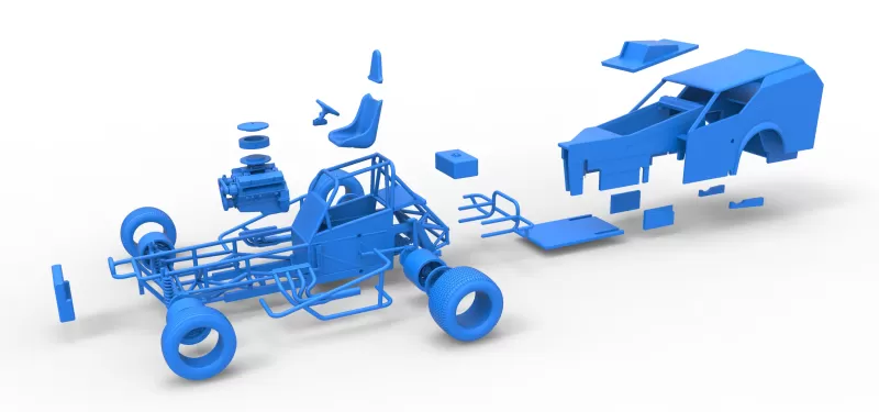 Vintage Dirt Modified stock car Version 7 Scale 1:25 - Model preview 25