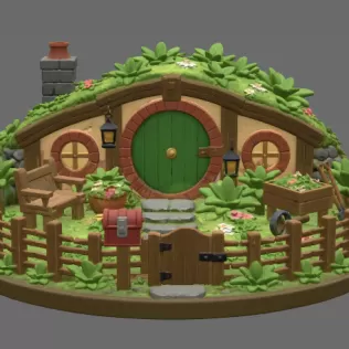 Cozy Hobbit Garden Cottage STL File for 3D Print - Model thumbnail 7