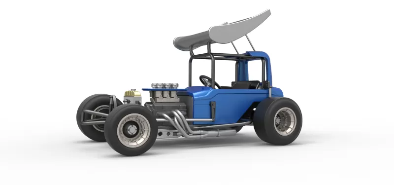 Vintage Winged Supermodified stock car Version 2 Scale 1:25 - Model preview 2