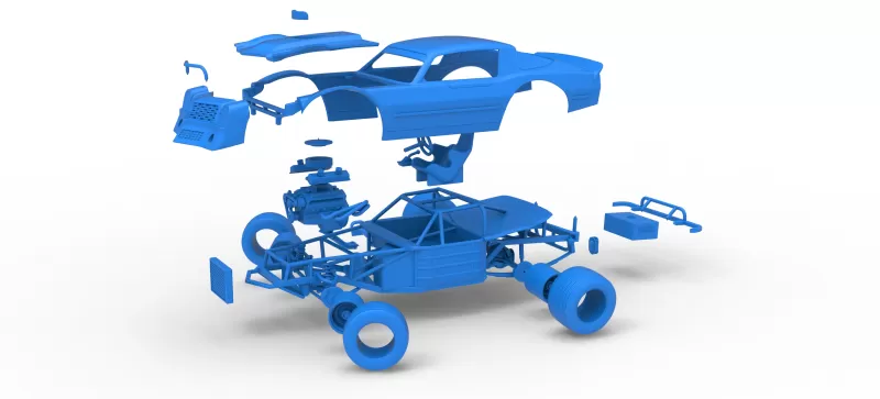 Vintage Dirt late model Race car V2 while turning Scale 1:25 - Model preview 28