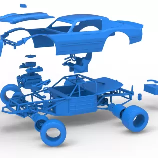 Vintage Dirt late model Race car V2 while turning Scale 1:25 - Model thumbnail 28