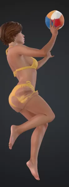 Frau am Strand mit ball springend - Model preview 4