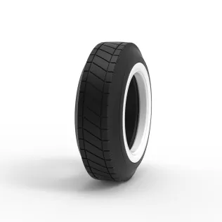 Vintage dirt Whitewall tire Scale 1:25 - Model thumbnail 3