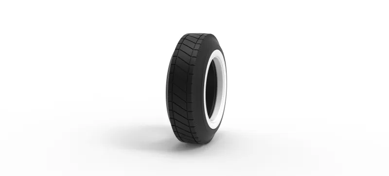 Vintage dirt Whitewall tire Scale 1:25 - Model preview 3