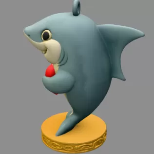 Shark with Heart — Cute Shark Pendant - Model thumbnail 3