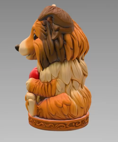 Cute Dog STL File – 3D Printable Valentine Figurine - Model preview 3