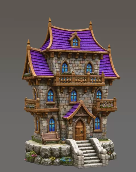 Fantasy Medieval House STL for 3D Printing - Model preview 8