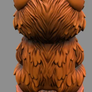 Adorable wolf / husky / dog figurine holding a heart pendant - Model thumbnail 3