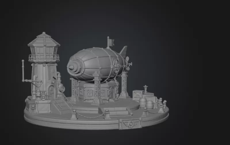 Steampunk Airship Station STL File for 3D Print - Model preview 16