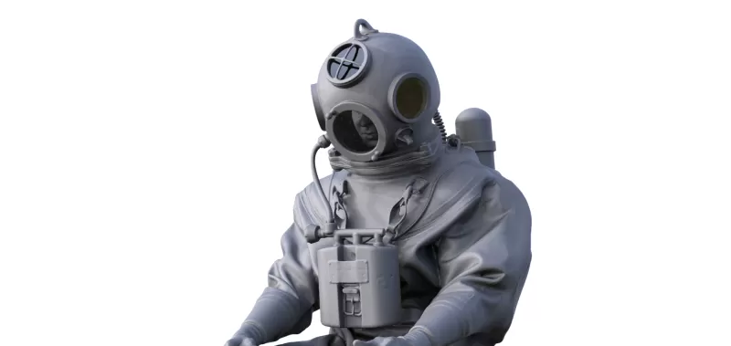 Figure of a historical diver for a ship model - Model preview 1
