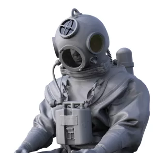 Figure of a historical diver for a ship model - Model thumbnail 1