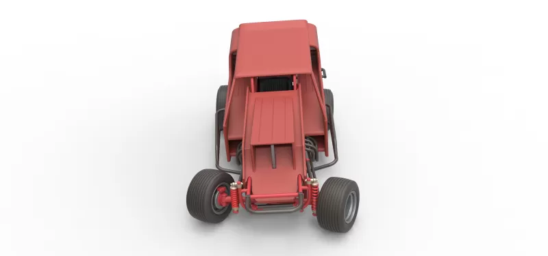 Vintage Dirt Modified stock car Version 4 while turning 1:25 - Model preview 8