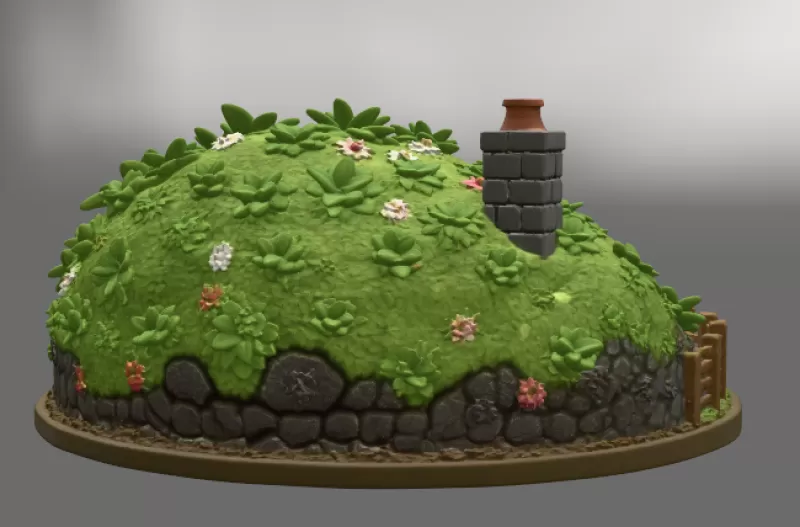 Cozy Hobbit Garden Cottage STL File for 3D Print - Model preview 10