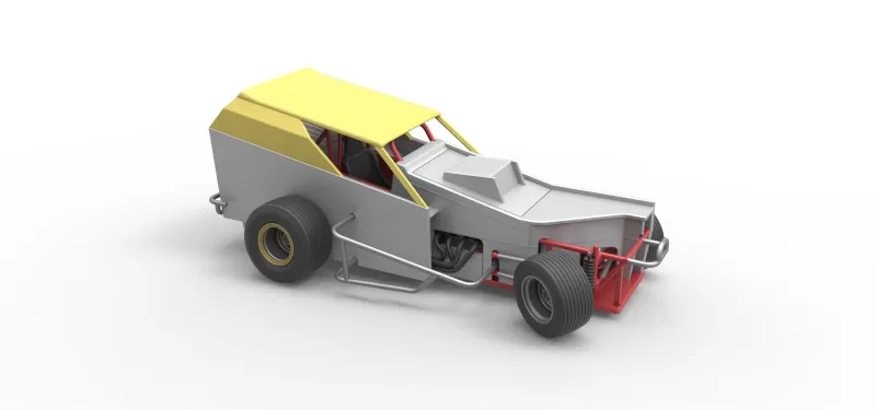 Vintage Dirt Modified stock car V7 while turning Scale 1:25 - Model preview 24