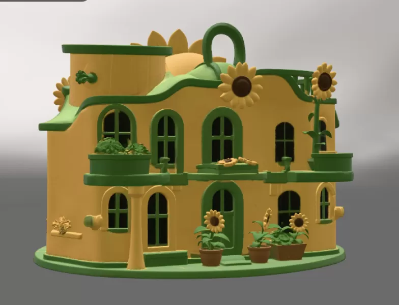 🌻 Happy Sunflower House STL File for 3D Print - Model preview 10