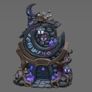 Moonlit Mystic Cottage STL File for 3D Print - Model thumbnail 5