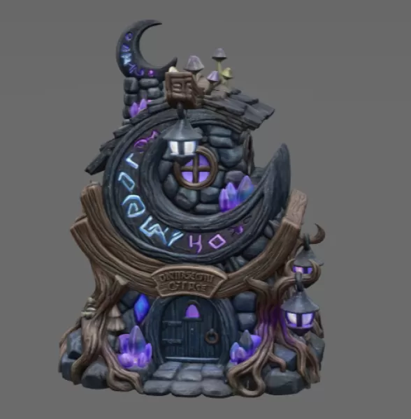 Moonlit Mystic Cottage STL File for 3D Print - Model preview 5