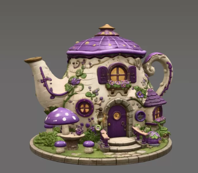 Enchanted Teapot Cottage STL File for 3D Print - Model preview 8