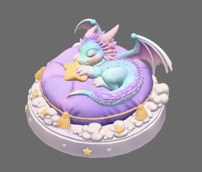 Sleeping Dream Dragon STL File 3D Print - Model preview 6