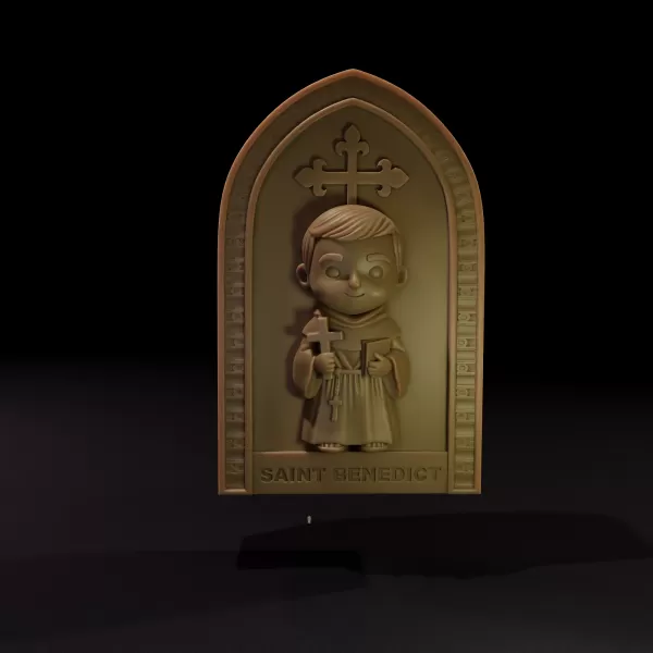 Saint Benedict Chibi - printable 3d model - Model preview 2