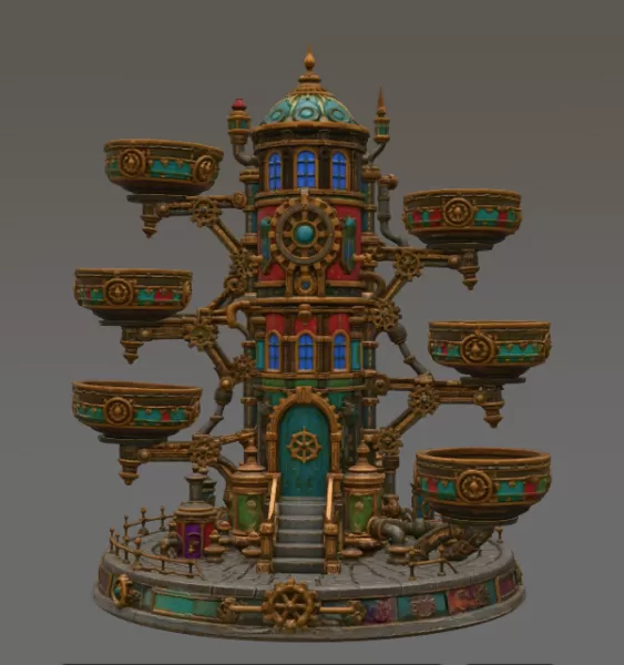 Steampunk Key & Jewelry Organizer STL File for 3D Print - Model preview 5