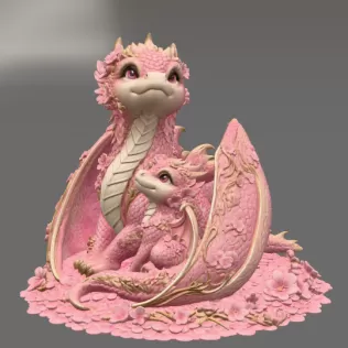 Cherry Blossom Dragon Family STL File for 3D Print - Model thumbnail 7