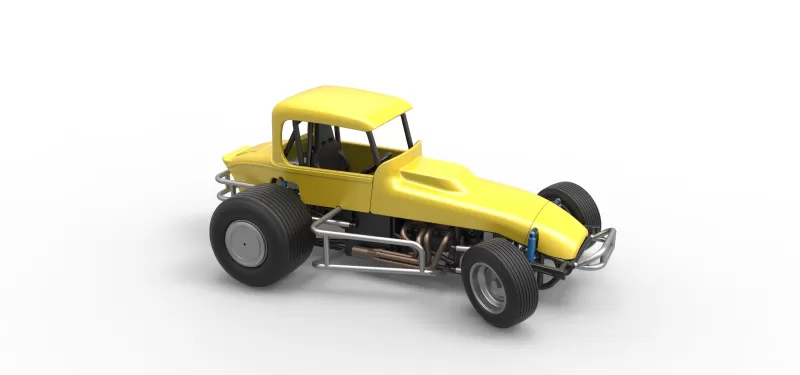 Vintage Sprint car while turning Version 2 Scale 1:25 - Model preview 22