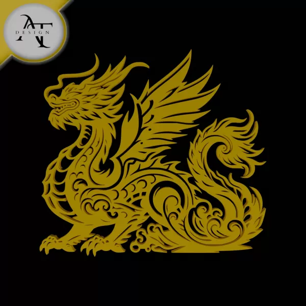 Dragon - Silhouette - 2D Wall Art Decor - Model preview 1