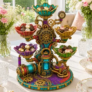 Steampunk Clockwork Bowl Organizer STL File for 3D Print - Model thumbnail 3