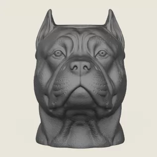 Pit Bull Dog Face Vase Print Ready 3D Model - Model thumbnail 3