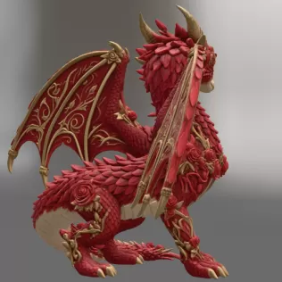 Crimson Rose Dragon STL File for 3D Print - Model thumbnail 11