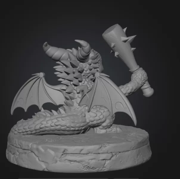 Angry Warrior Dragon STL File for 3D Printing - Model preview 9