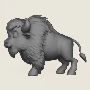 Cartoon Bison Print Ready 3D Model - Model thumbnail 3