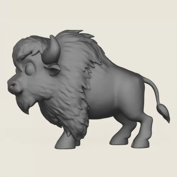 Cartoon Bison Print Ready 3D Model - Model preview 3