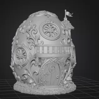 Fantasy Egg House STL File – 3D Printable Easter Decoration - Model thumbnail 7