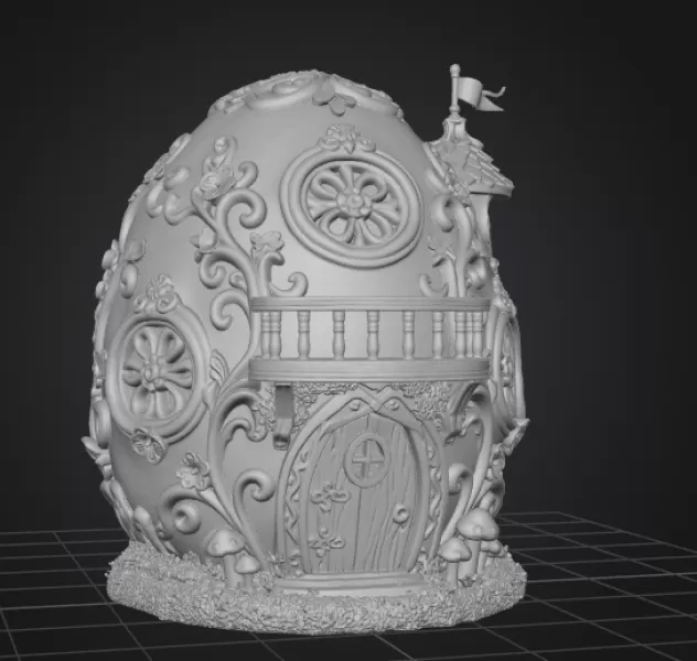 Fantasy Egg House STL File – 3D Printable Easter Decoration - Model preview 7
