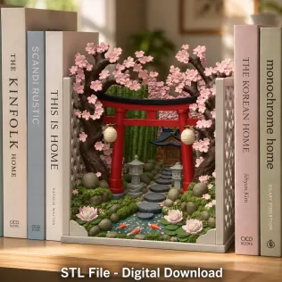 Sakura Sanctuary Book Nook STL File for 3D Print - Model thumbnail 6